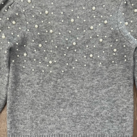 Lucy Paris Grey Sweater with Pearl Beads NWT Small - Picture 3 of 4